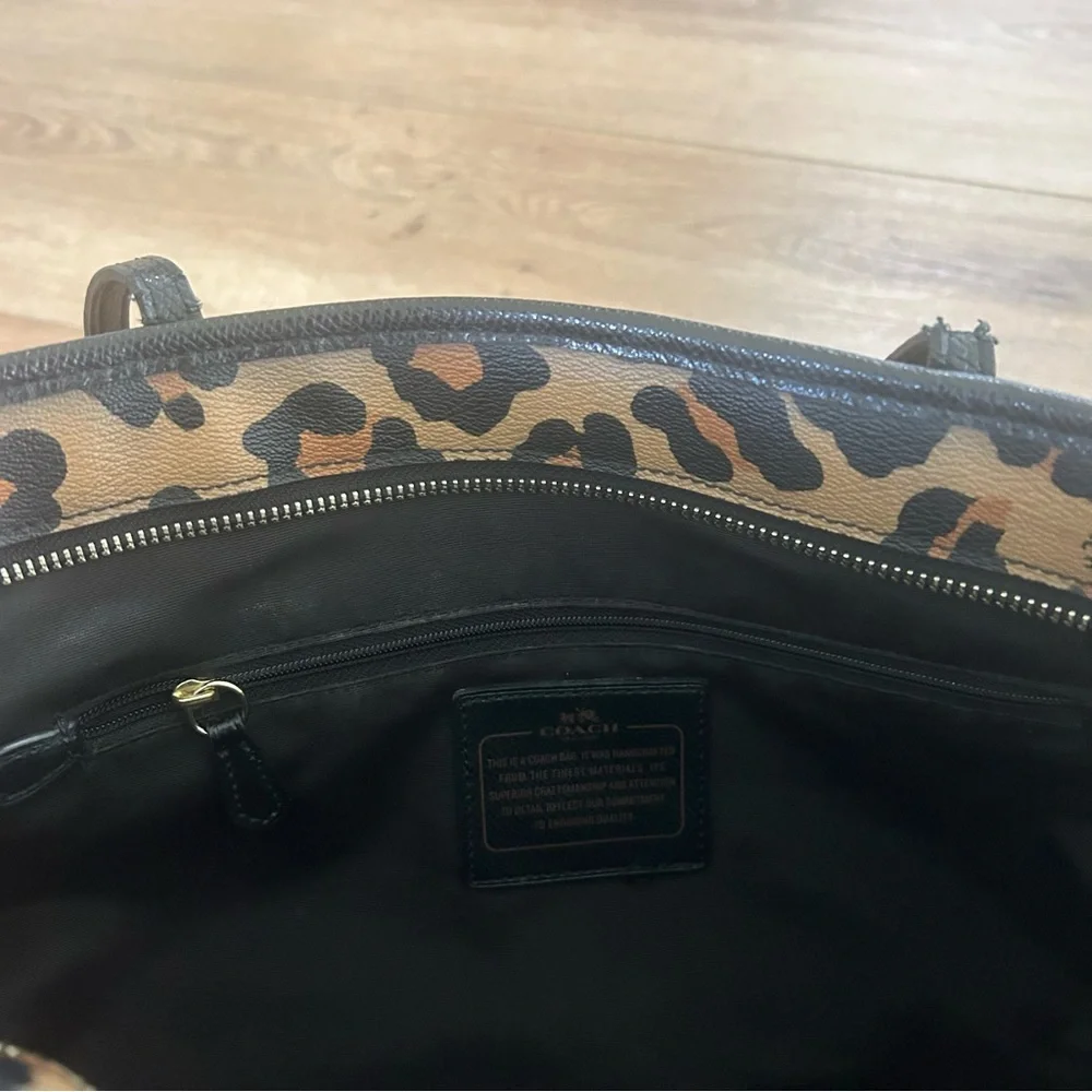 Coach Brown and Black Leopard Tote - Picture 11 of 13
